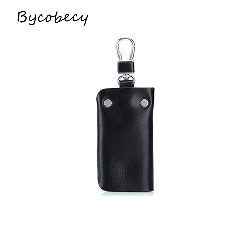 

Bycobecy Men Car Key Wallet Portable Mini Card Bag Key Case Organizer Pouch Key Chain Neutral Pu Leather Key Wallet Keys holder