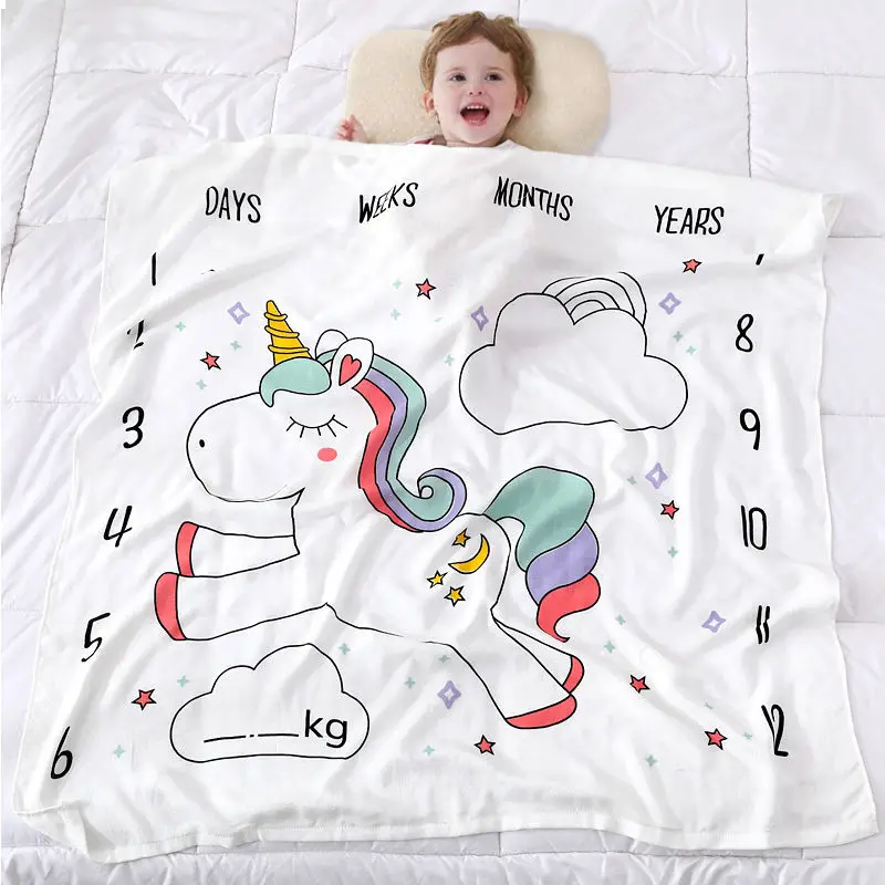 

110*110cm Baby Blanket Cartoon Bamboo Cotton Muslin Swaddle Bath Towel