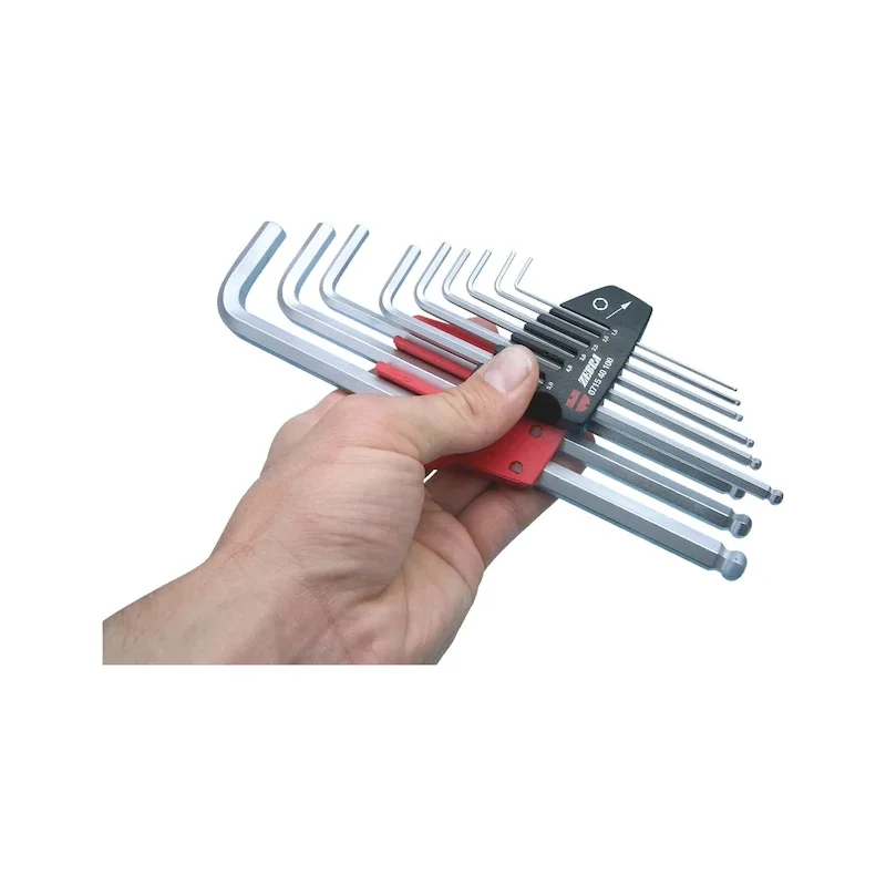 Вурт ЗЕБРА набор шестигранников с шаровой головкой на выдвижной ручке 9 штук инструментов, длинная версия в пластиковом держателе Вюрт он.