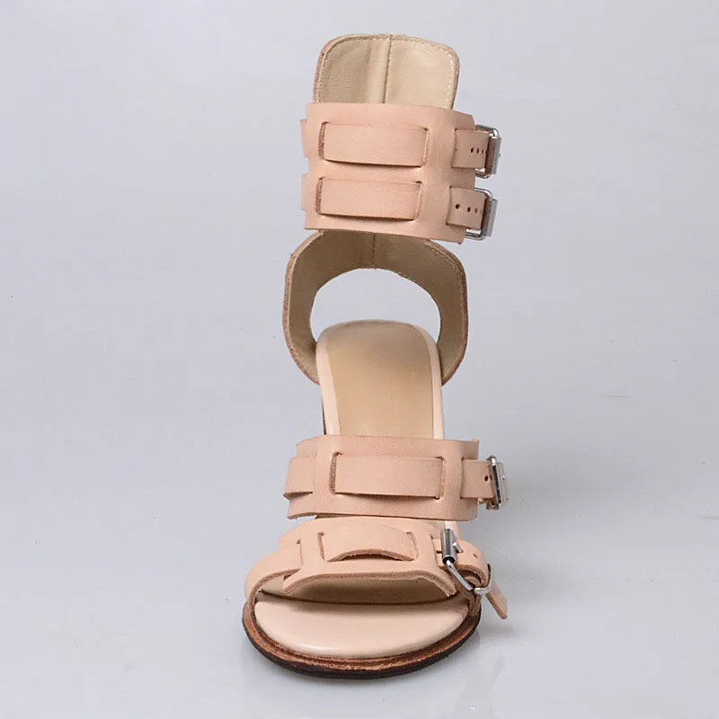 Босоножки женские из натуральной кожи сандалии-гладиаторы высокой массивной