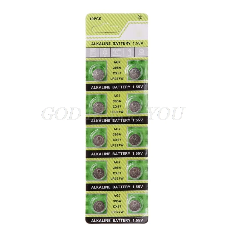 

10Pcs Alkaline Battery AG7 1.55V Button Coin Cell Watch Batteries LR927 LR57 SR927W 399 GR927 395A Drop Shipping