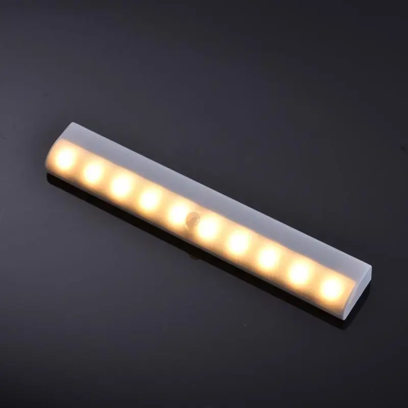 

10 LEDs PIR Motion Sensor Closet Light Battery Operated Under Cabinet Lights Cupboard Wardrobe Stairs Wall Lamp For Kitchen Room