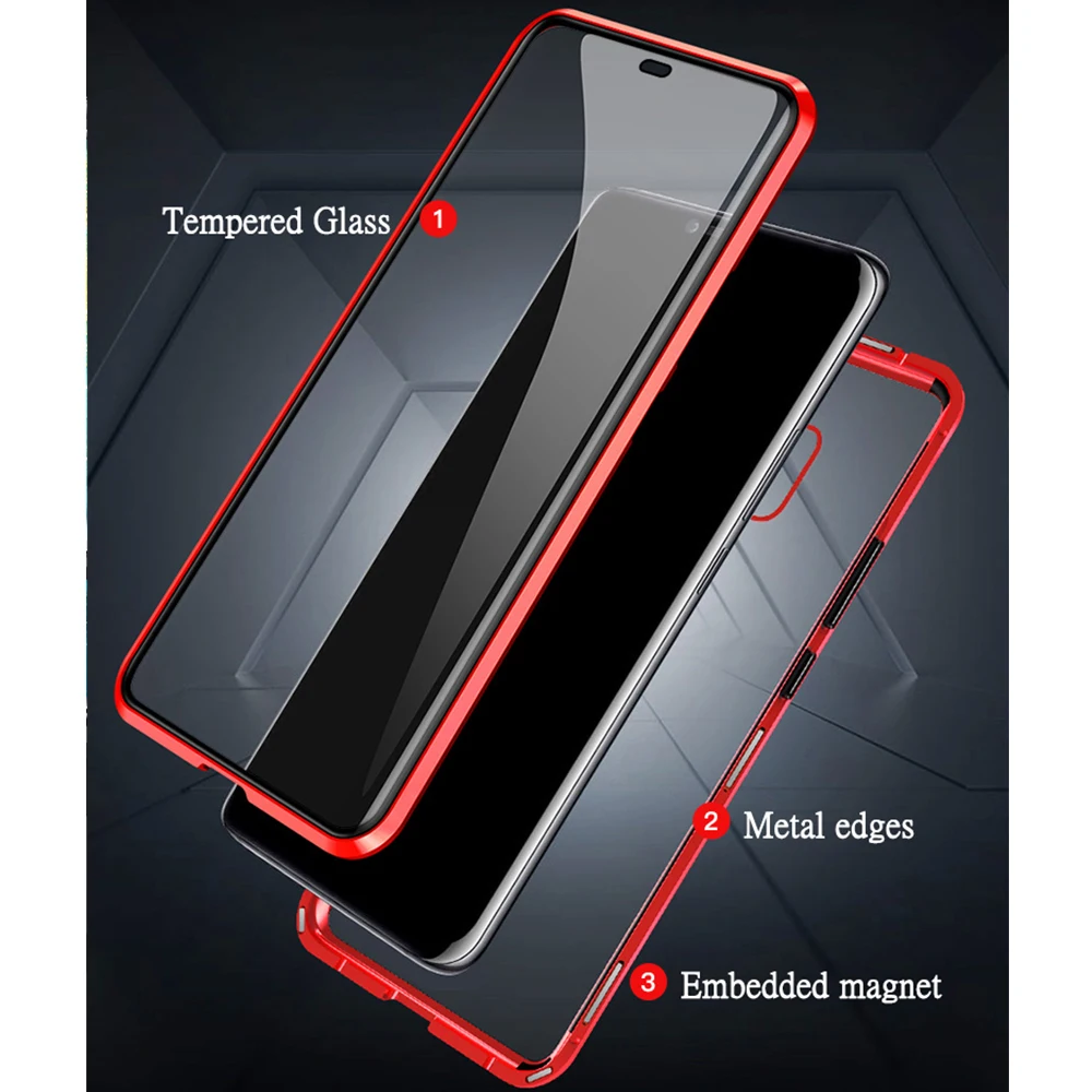 

Magnetic Double Sided Glass Phone Cover Case For Huawei Mate 20 P20 Pro P30 Lite Honor 8X V20 Nova 5 5i Pro Case Metal Cases