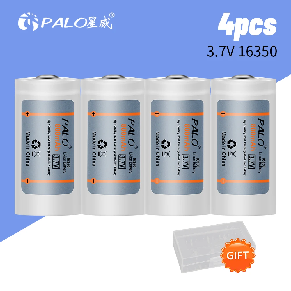Аккумуляторные батарейки PALO литий-ионные аккумуляторы 100% 800 мАч 3 7 в CR123A для