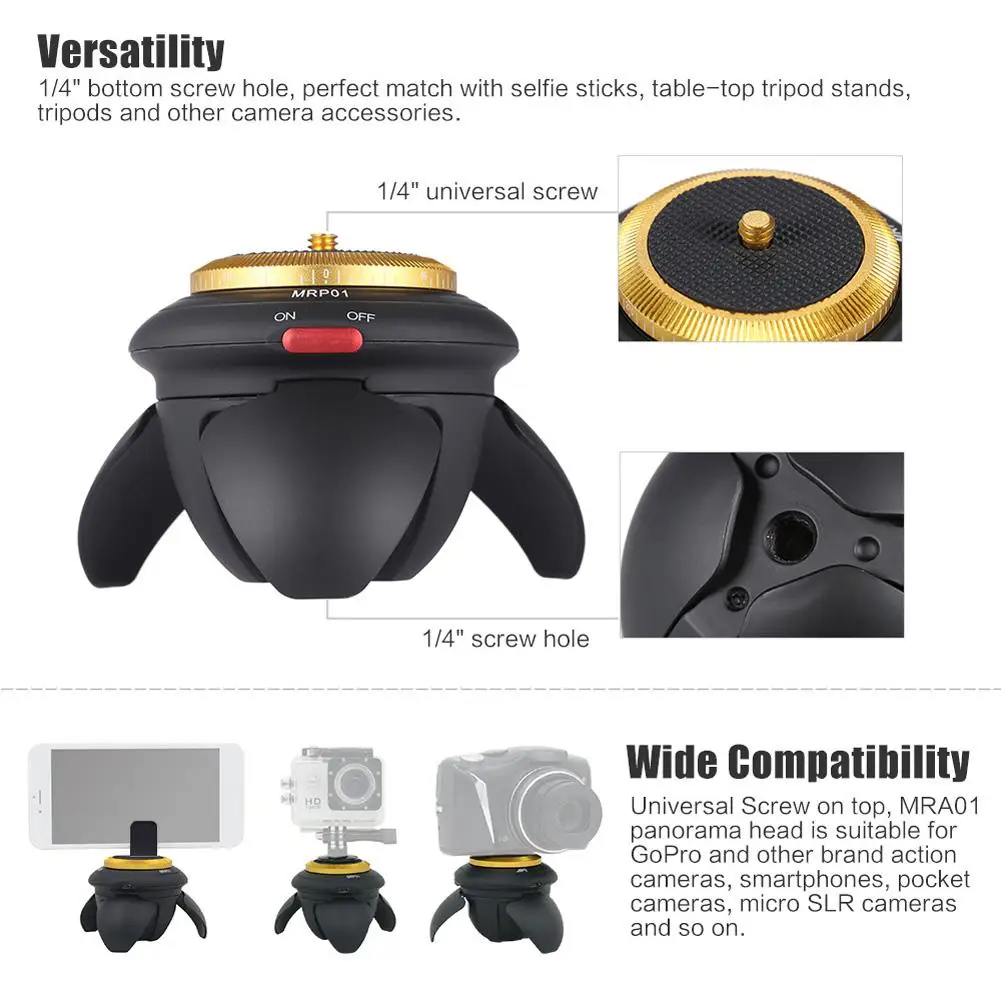 Электрическая панорамная Мини-головка MRP01 с поворотом на 360 градусов штатив