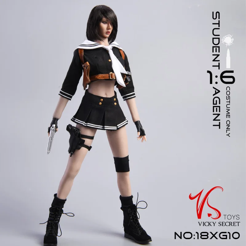 VStoys 1:6 женский солдат Студенческая Униформа агента Одежда Набор с ручным душем