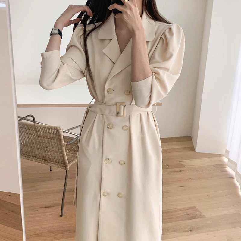 

Женское винтажное свободное платье WHCW CGDSR, элегантные вечерние платья трапециевидной формы с длинным рукавом в Корейском стиле на осень и з...