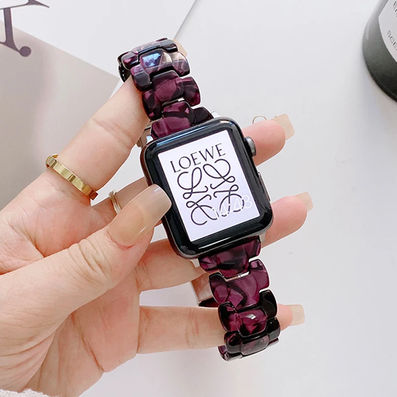 

For Apple Watch SE Band smart watch Series 6 5 4 3 Resin transparent strap 38-40mm 42-44mm for iWatch bracelet Replacement Strap