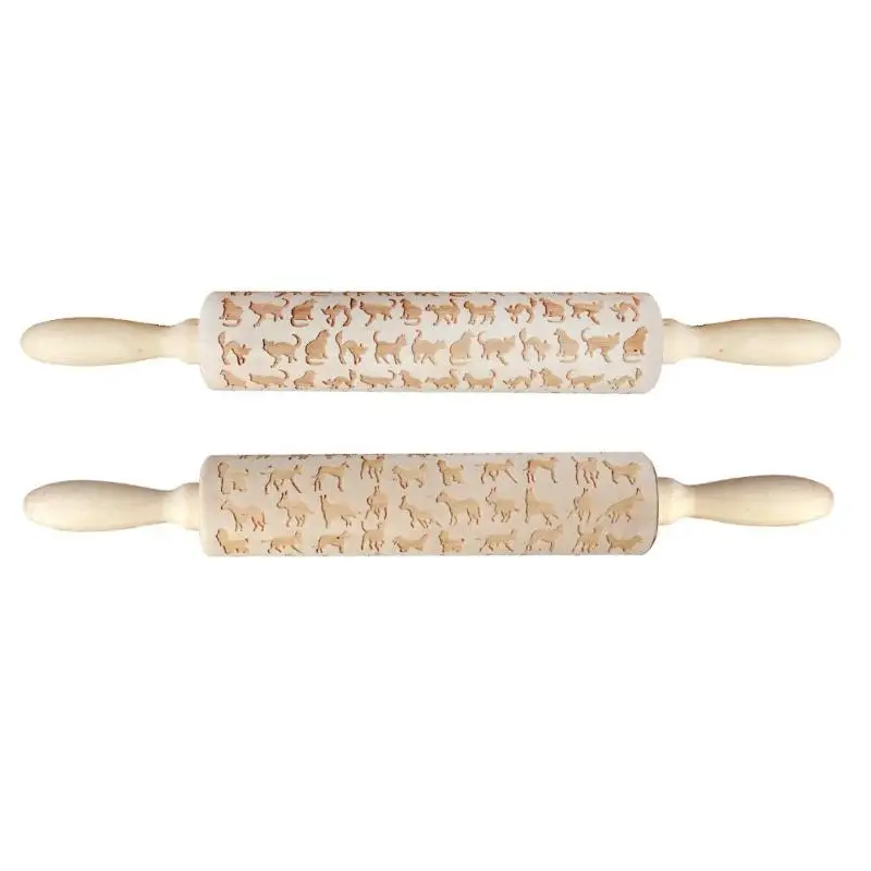 Милые животные деревянные тиснения скалка для сделай сам выпечки печенья лапша
