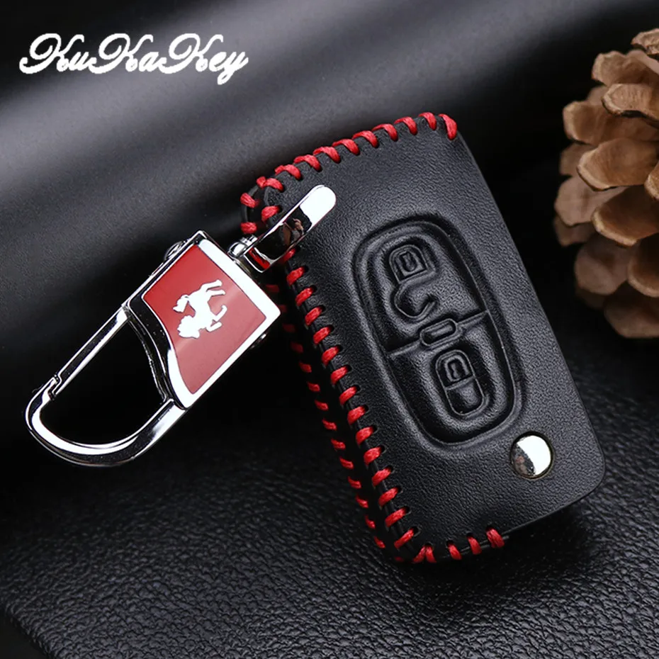 Кожаный чехол для автомобильного ключа Peugeot 107 206 207 208 306 307 308 407 RCZ 408 508 407SW Citroen C2 |