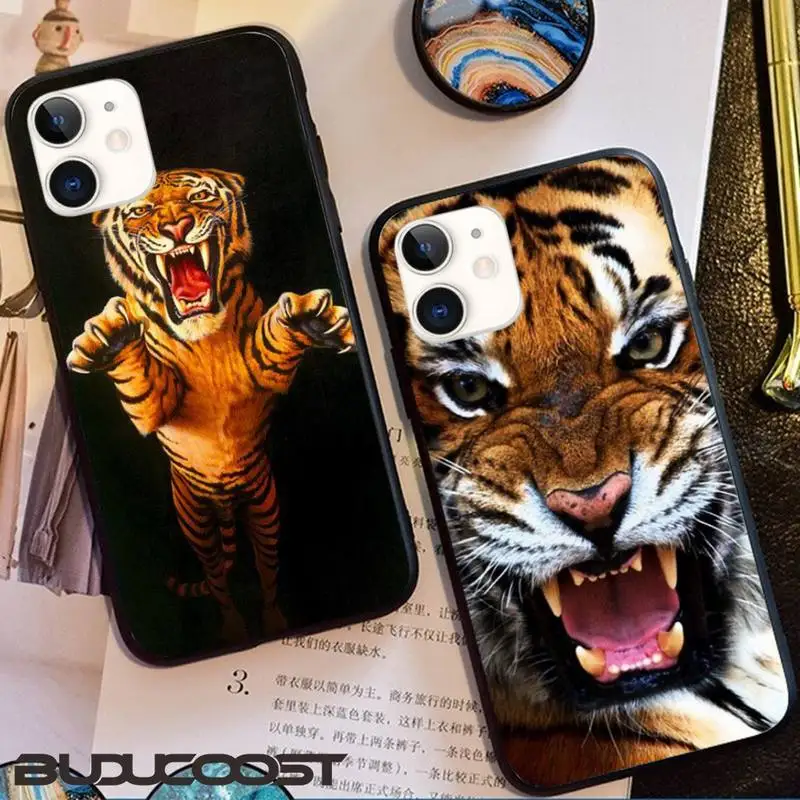 

Animal Tiger Series Black TPU Soft Phone Case For Iphone 11 Pro 11 Pro Max X XR XS MAX 7 8 Plus 6s Plus 5s 2020 Se Cover