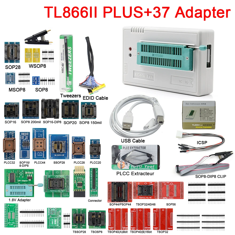Программатор V11.30 Minipro TL866II Plus USB-программатор с поддержкой 16000 + IC SPI Flash NAND EEPROM MCU PIC