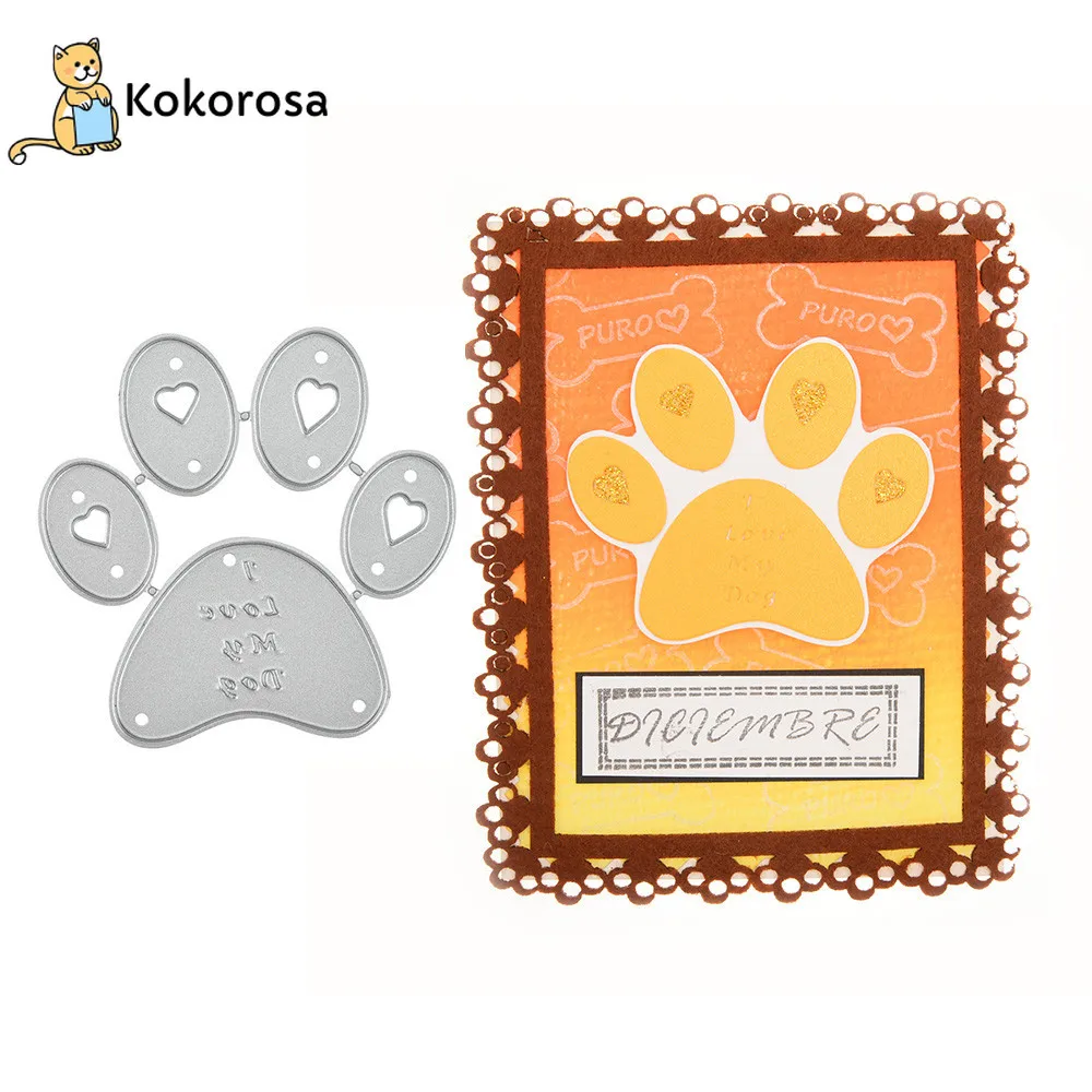 Kokorosa Dog Paw Love металлические Вырубные штампы Скрапбукинг для изготовления