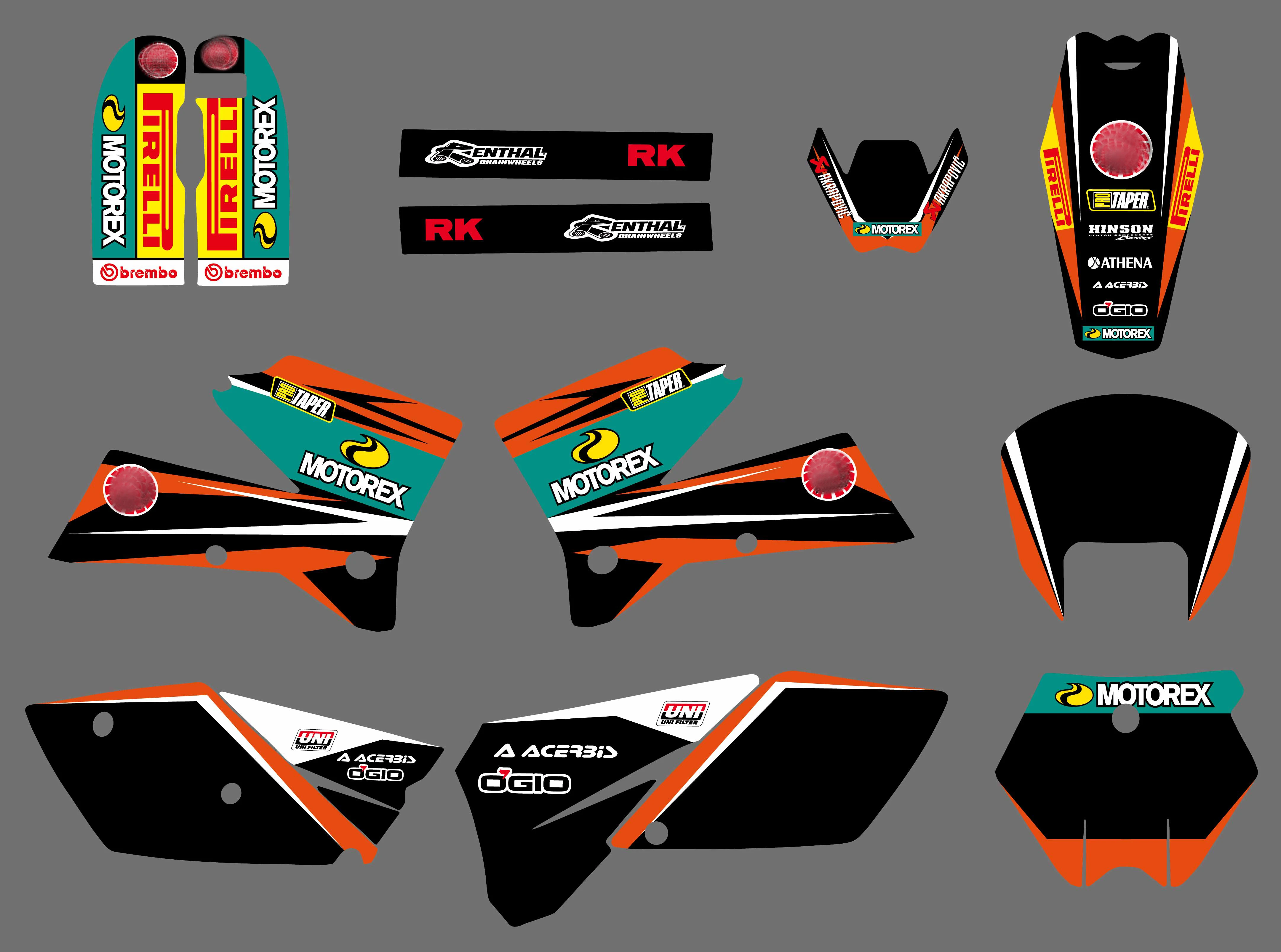 

NEW TEAM GRAPHICS DECALS STICKERS WITH MATCHING BACKGROUNDS FIT FOR KTM SX 125 250 380 400 520 2005 2006