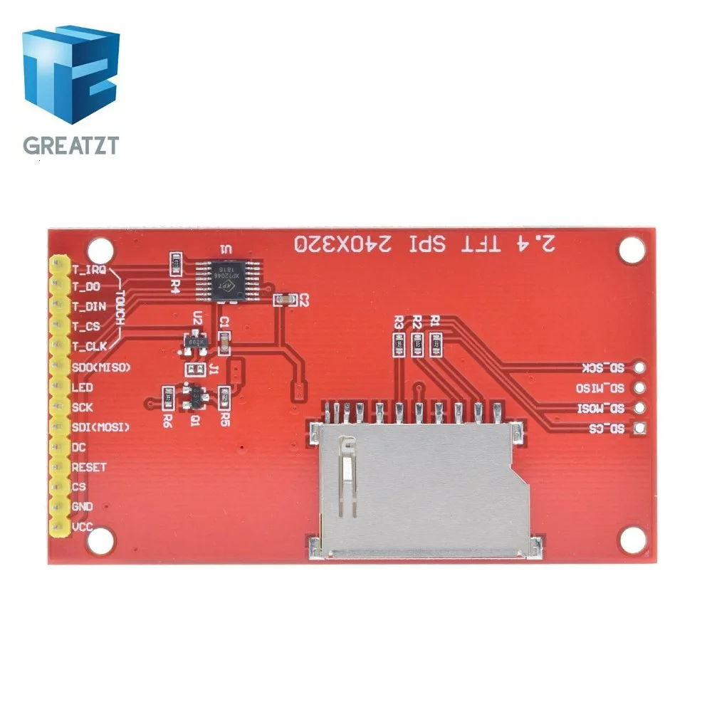 GREATZT 2," 240x320 SPI TFT ЖК-дисплей серийный Порты и разъёмы модуль+ 5 V/3,3 V адаптер PBC Micro SD ILI9341 Белый светодиодный(с сенсорным экраном