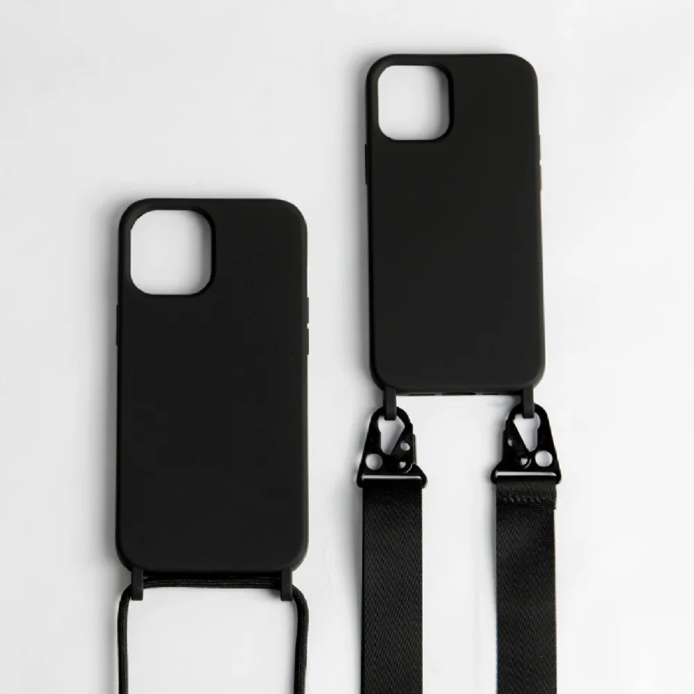 

Luxury Silicone Phone Case For iPhone 13 Pro Max X XR Xs Max 6 6s 7 8 Plus Crossbody Necklace Lanyard Strap Back Cover