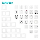 Настенный выключатель серии SRAN A6, белая стеклянная панель, европейский стандарт, французский цвет, Type-C, TV, модуль RJ45, для творчества, подходит для 86 Квадратных Коробок