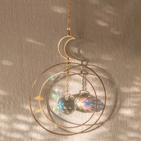 moon sun catcher hoops rainbow crystal hanging wall hanging art car prism rearview maker mirror celestial window home decor gift