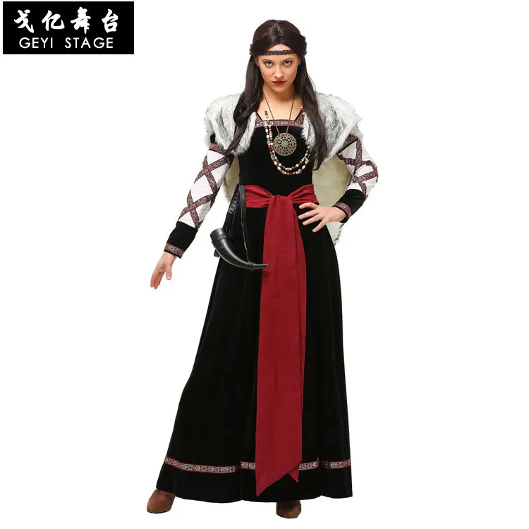 

Adult Women Medieval Viking Pirate Costume Carnival Costume Cosplay Halloween Women Long Dress Pirates Outfits Costume