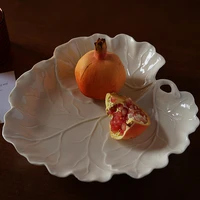 10inch nordic decor modern ceramic sauce plate porcelain leaf shape tableware fruit salad plate snack plate microwave tableware