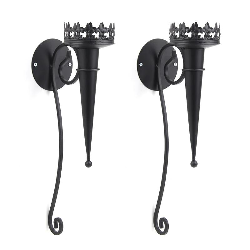 Gothic Torch Pillar Tealight Candlestick Retro Metal Stand Sconce