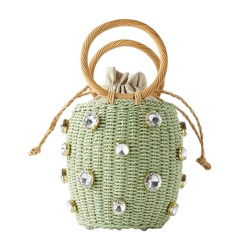 Модная обувь ручной работы ведра сумка для женщин дизайнерские алмазы плетеная