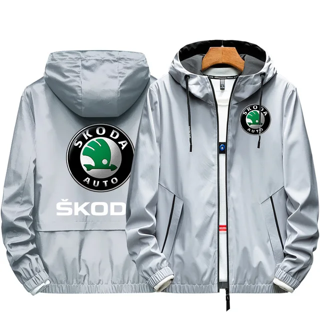 

2021 Spring Autumn Skoda Car Logo Bomber Jacket Men's Zipper Coat Elastic Casual Windbreaker Sports Male Outdoor Clothing Tops
