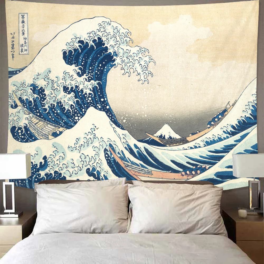 

Mount Fuji, Japan Tapestry Art Printing Tapestry The Great Wave of Kanagawa Wall Hanging Decoration Household Japanese Tapestry