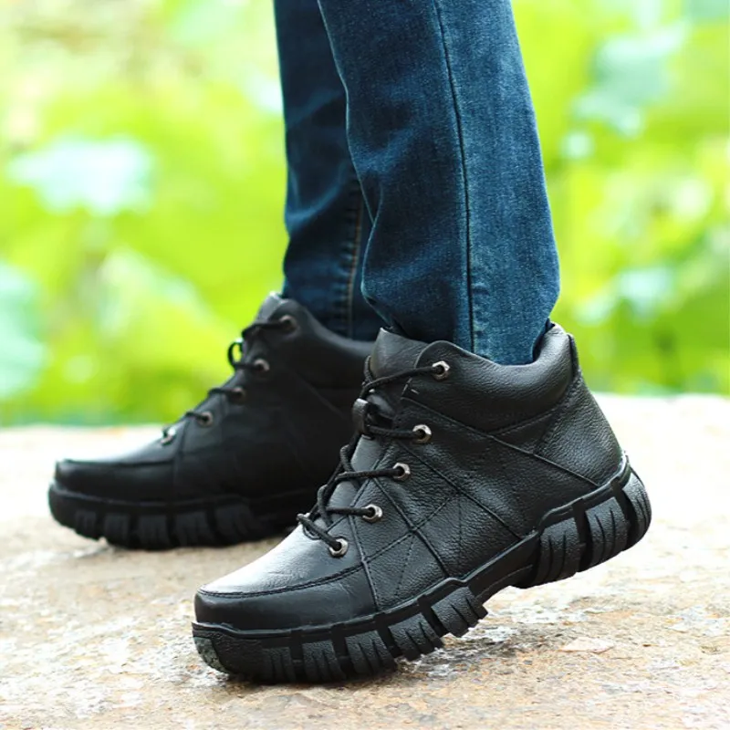 Модные мужские ботинки Высококачественные ботильоны из натуральной кожи Теплая