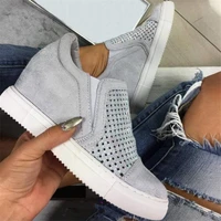 sneakers casual shoes women shoes wedges spring hollow out breathable solid color platform slip on female women vulcanize shoes