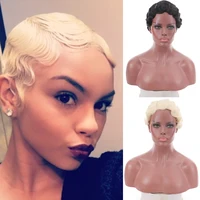 DIANQI Female Wig Hair Natural Short Curly Finger Wave Brazilian Synthetic Hair Wigs Golden color for women
