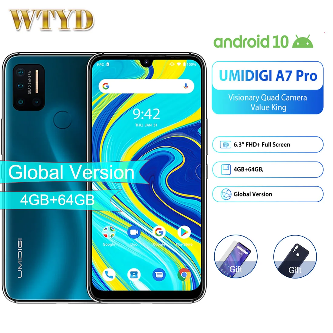 UMIDIGI A7 Pro смартфон четыре ядра экран 6 3 дюйма 4 Гб + 64 ГБ|Смартфоны| |