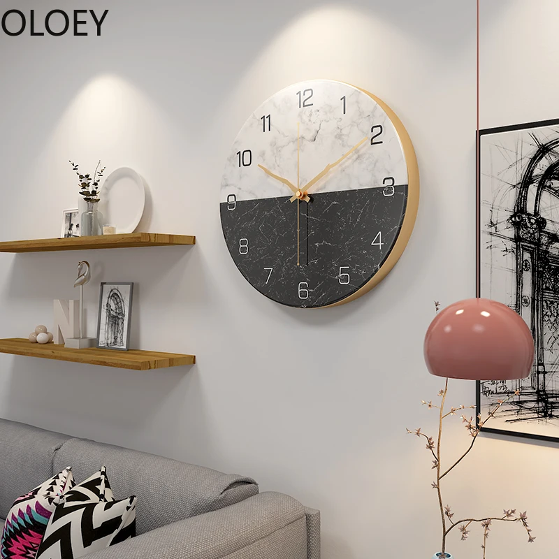 Large Metal Wall Clock 3d Nordic Creative Living Room Silent Modern Luxury Gold Watch Crackle Glass Shabby Chic | Дом и сад