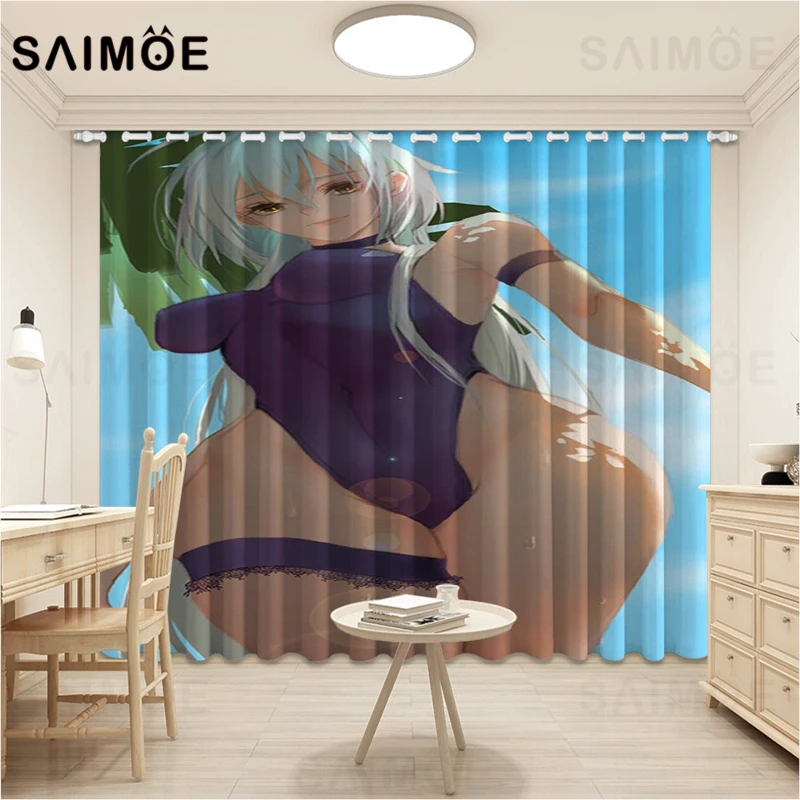 SAIMOE Fatestay Night Anime Curtains Sexy Striped Bikin Curtain For Living Room Female Bedroom Ultra Thin Micro Shading | Дом и сад
