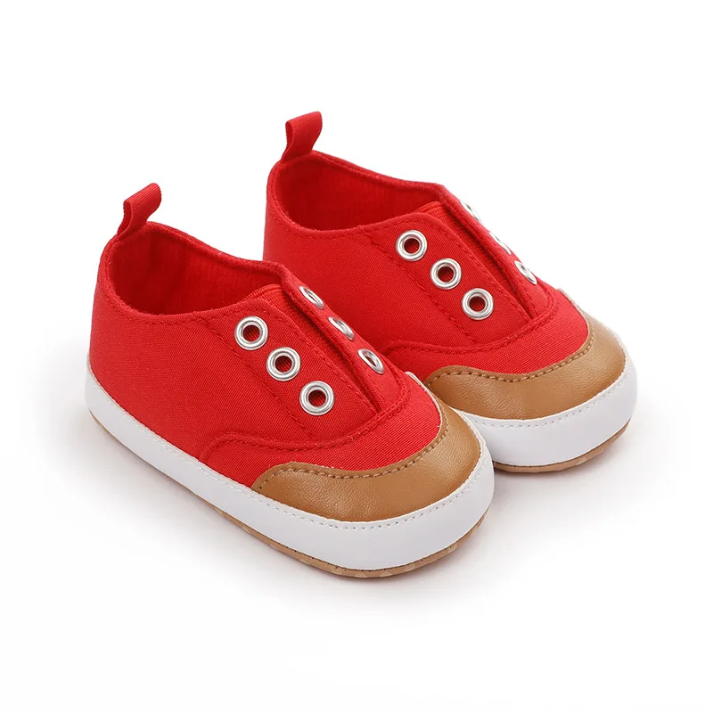 

0-1 Year Old Baby Canvas Walking Shoes Red Slip on Prewalker for Newborn