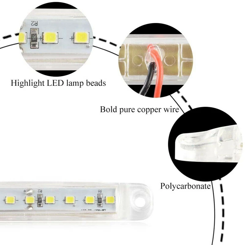 

NEW-20Pc Sealed Clear White 9-LED Truck Trailer Lorry Sealed Side Marker Clearance Light Low Led Trailer Light Rear Side