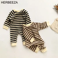 spring 0 12m newborn kid baby boys girls clothes long sleeve striped cotton romper cute sweet jumpsuit baby clothing outfit