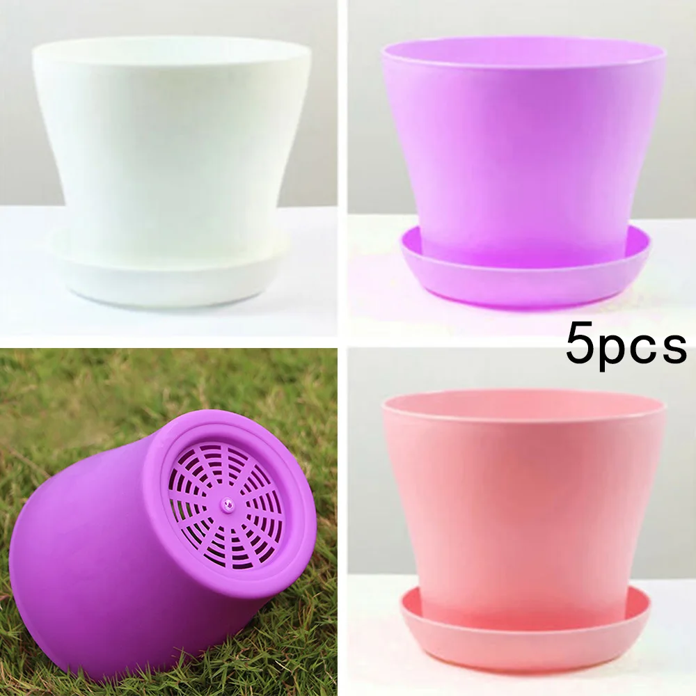 

5PCS Flower Pots Colorful Decorative Home Plant Resin Corrosion resistant