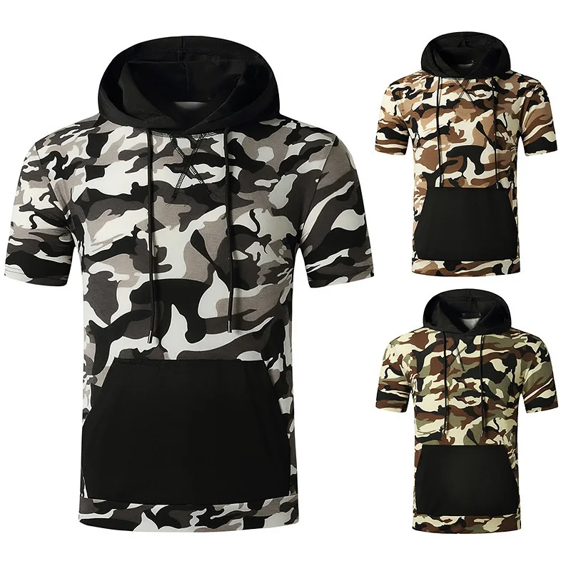 

Mens Hipster Hip Hop Pullover Longline Side Zipper Shorts Sleeve Hooded T Shirt