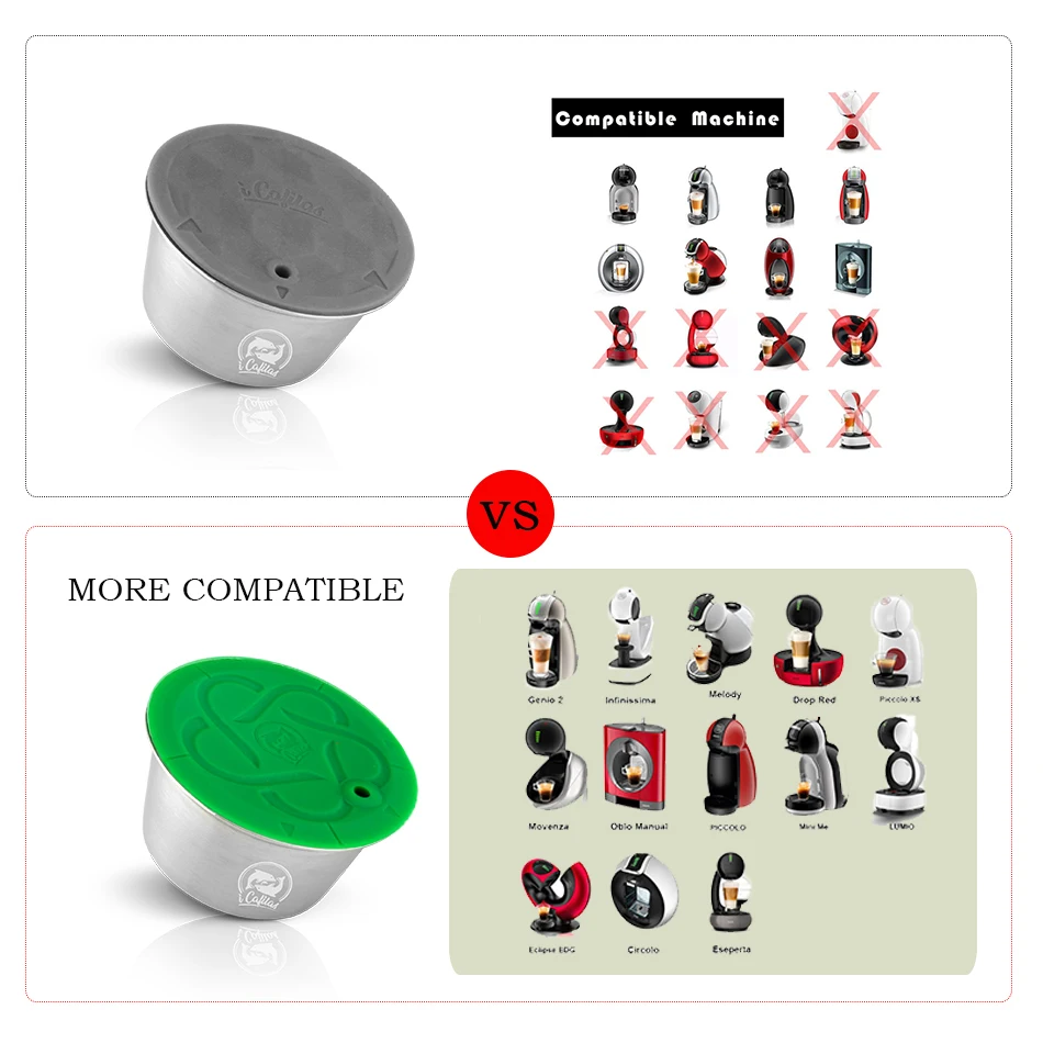 

Refillable Coffee Filter For Dolce Gusto Capsule Stainless Steel Reusable Pod Milk Coffee Crema Maker Universal Compatibility