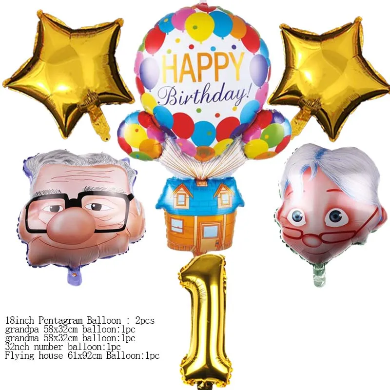 cartoon russel dug up balloon flying house foil balloon party supplies kid faovr cane birthday party decor baby shower gift free global shipping