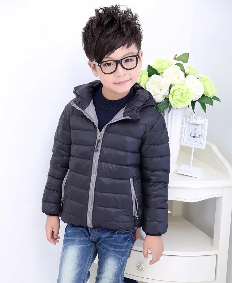 Повседневное пуховое пальто для подростков зимние детские толстовки с капюшоном