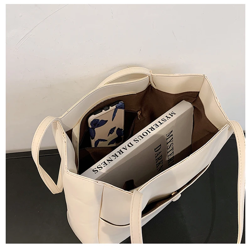 

Large Capacity PU Leather Shoulder Shopper Bag for Women 2021 Fashion Solid Color Tote Bag Luxury Handbags Women Bags Designer