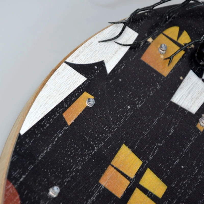 

69HF Хэллоуин паук подвесной дверной знак светодиодный светильник кой деревянная настенная табличка Декор крыльца