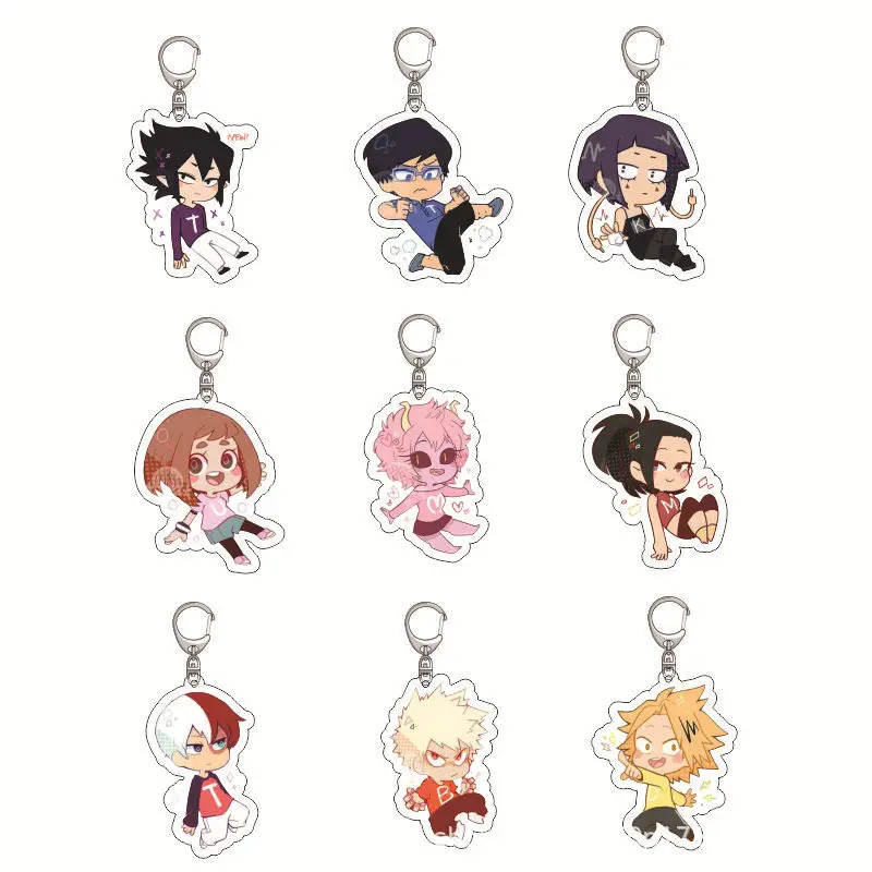 

Модный японский брелок для ключей с героями аниме Моя геройская Академия акриловый двухсторонний прозрачный брелок для ключей аксессуары ...