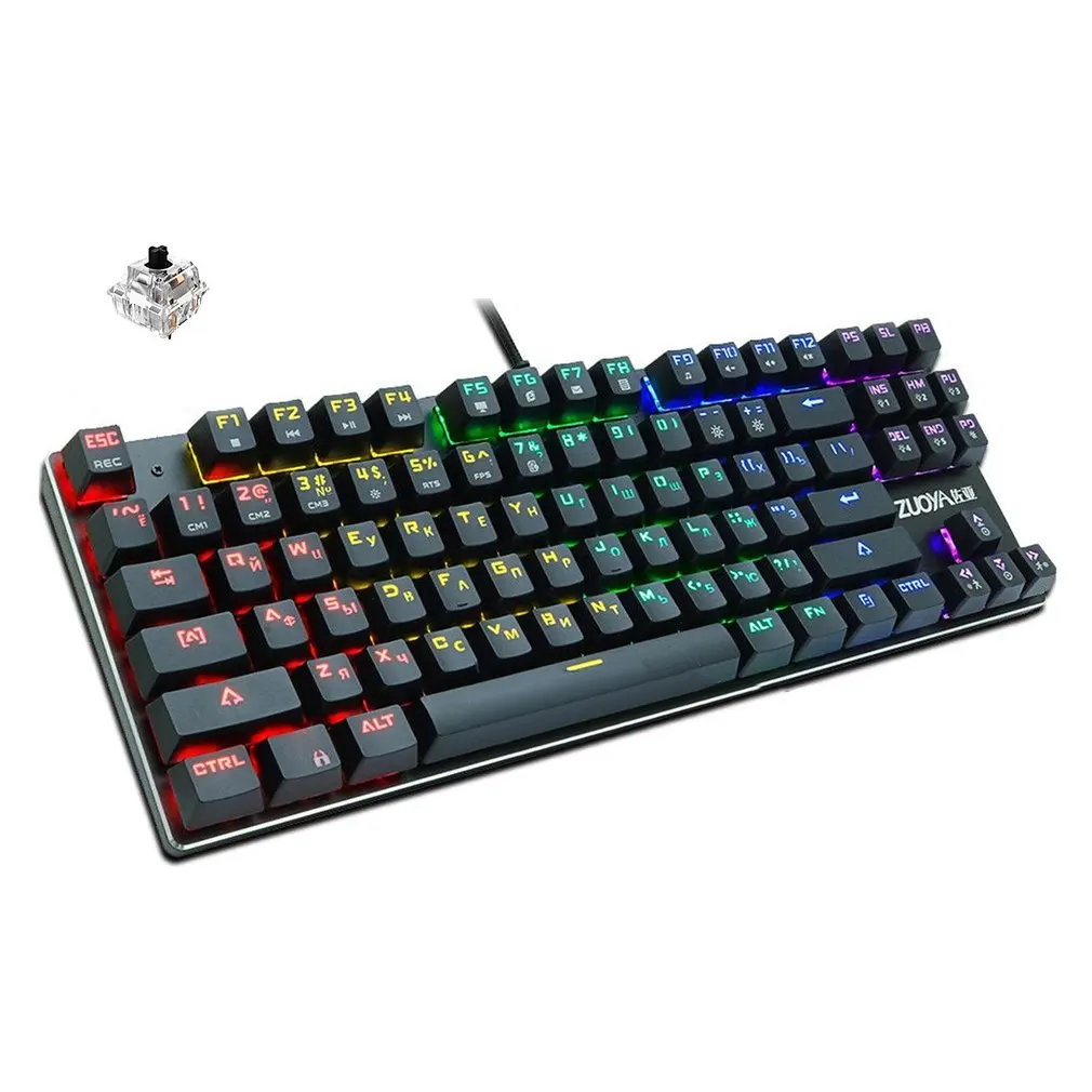 

ZY87 LED Mechanical Keyboard Gaming 87key Wired Keyboard Anti-ghosting RGB Mix Backlit LED USB For Gamer PC Laptop
