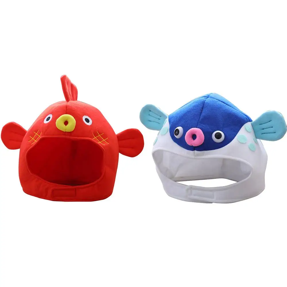 Взрослая забавная рыба фугу головной убор Globefish плюшевая шапка вечерние головные