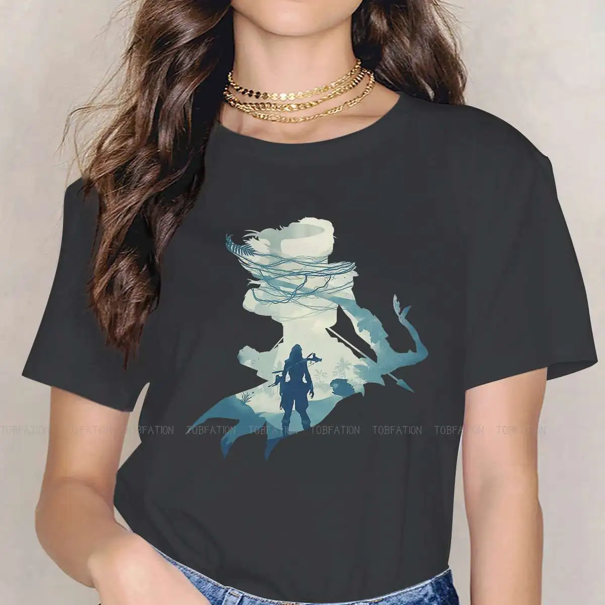 

Horizon Zero Dawn TShirt for Woman Girl 4XL Not Safe To Go Alone Soft Leisure Tee T Shirt Novelty Fluffy