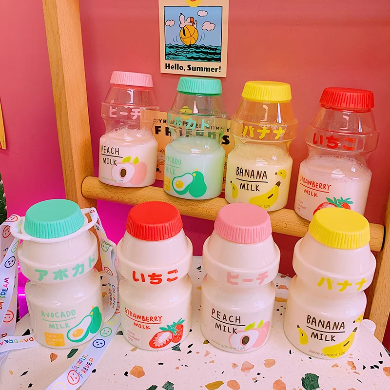 

Kawaii Plastic Water Bottle Tour Drinking Bottle Yakult Cute Shape 480ml Carton Milk Shaker Bottle For Kids