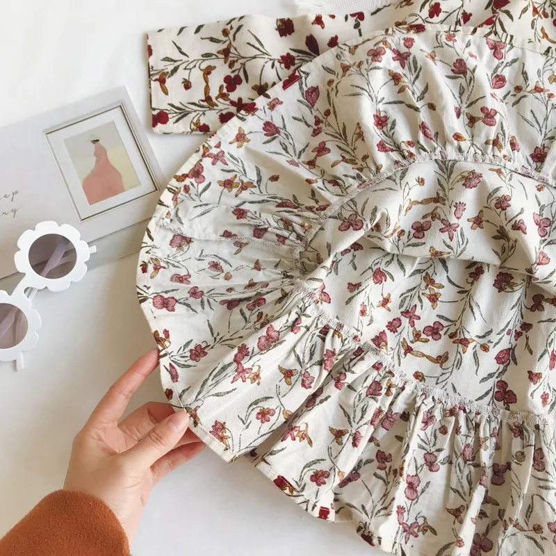 Детское платье для девочек с принтом в виде медведя юмора весенне-осеннее милое